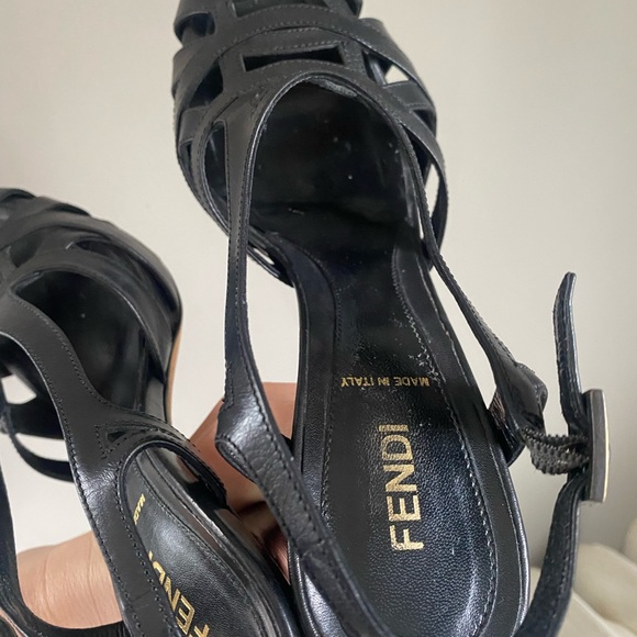 FENDI spuntata cuoietto nero heels sandal black Size 37 - Picture 10 of 16